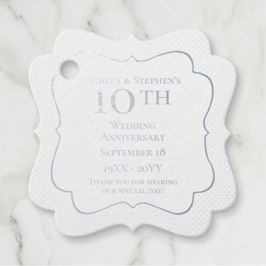 Elegant Classy 10th Wedding Jubileum Bedankjes Labels (Voorkant)