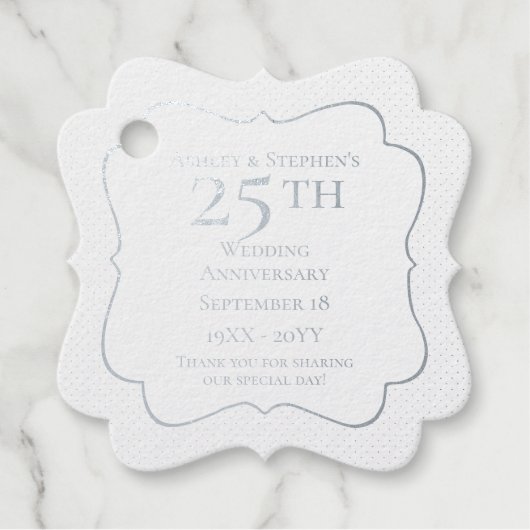 Elegant Classy 25th Wedding Jubileum Bedankjes Labels (Voorkant)