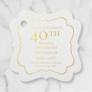 Elegant Classy 40th Wedding Jubileum Bedankjes Labels