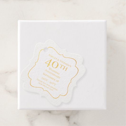 Elegant Classy 40th Wedding Jubileum Bedankjes Labels (Met doos)