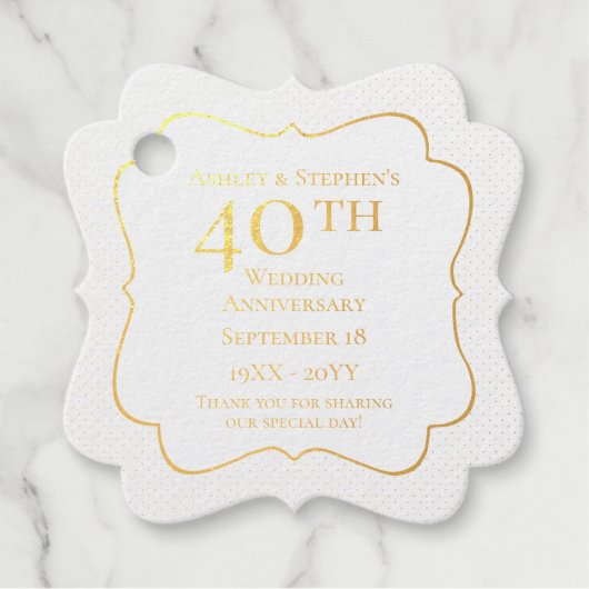 Elegant Classy 40th Wedding Jubileum Bedankjes Labels (Voorkant)