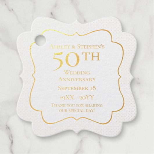 Elegant Classy 50th Wedding Jubileum Bedankjes Labels (Voorkant)