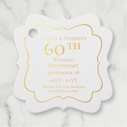 Elegant Classy 60th Wedding Jubileum Bedankjes Labels (Voorkant)