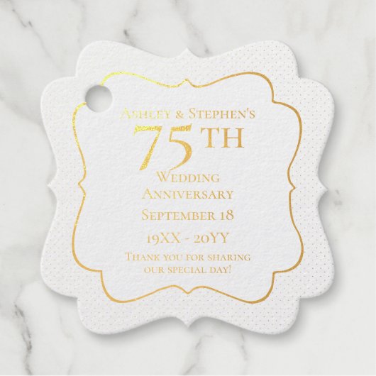 Elegant Classy 75th Wedding Jubileum Bedankjes Labels (Voorkant)