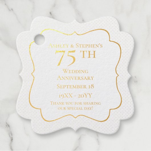 Elegant Classy 75th Wedding Jubileum Folie Favor Bedankjes Labels (Voorkant)