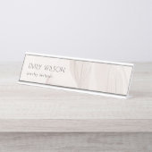 Elegant Classy Abstract Blush Waterverf Foliage Bureau Naambordje (Voorkant)