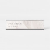 Elegant Classy Abstract Blush Waterverf Foliage Bureau Naambordje (Voorkant)