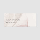 Elegant Classy Abstract Blush Waterverf Foliage Naamplaatje (Voorkant)