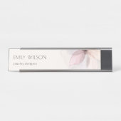 Elegant Classy Abstracte Blush Waterverf Floral Bureau Naambordje (Voorkant)