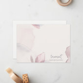 Elegant Classy Abstracte Blush Waterverf Floral Notitiekaartje (Voorkant / Achterkant in situ)