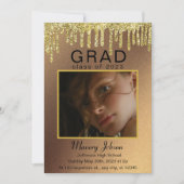 Elegant Classy Afstuderen Golden glitter 1 foto's Kaart (Voorkant)