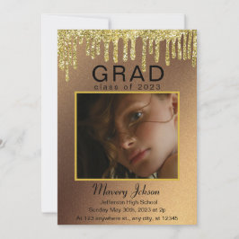 Elegant Classy Afstuderen Golden glitter 1 foto's Kaart