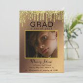 Elegant Classy Afstuderen Golden glitter 1 foto's Kaart (Staand voorkant)