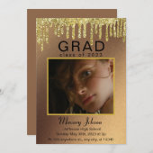 Elegant Classy Afstuderen Golden glitter 1 foto's Kaart (Voorkant / Achterkant)
