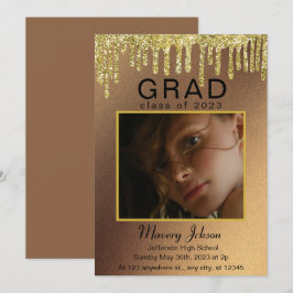 Elegant Classy Afstuderen Golden glitter 1 foto's Kaart