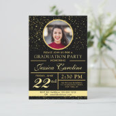 Elegant Classy Afstuderen Golden sparkles 2 Foto's Kaart (Staand voorkant)