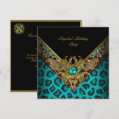 Elegant Classy Animal Jade Gold Birthday Party Kaart (Voorkant / Achterkant)