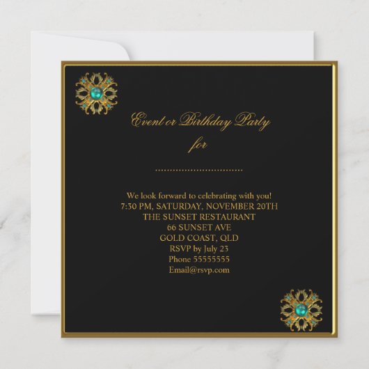 Elegant Classy Animal Jade Gold Birthday Party Kaart (Achterkant)