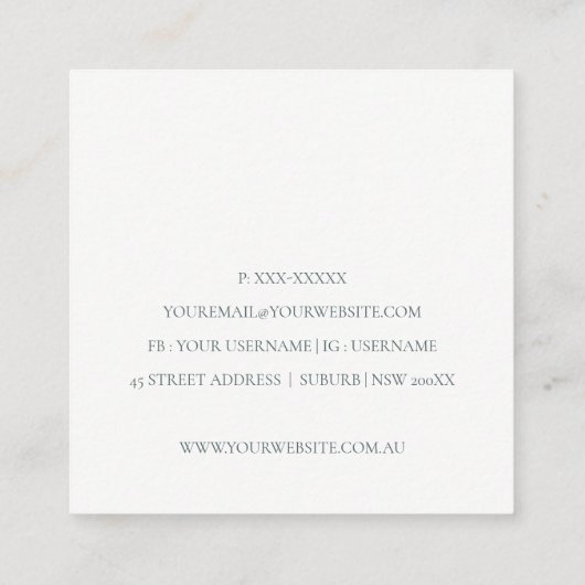 ELEGANT CLASSY AQUA DUSKY BLUE GOLD AGATE GEODE VIERKANTE VISITEKAARTJE (Achterkant)