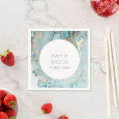 ELEGANT CLASSY AQUA DUSKY BLUE GOLD AGATE WEDDING SERVET (Insitu)