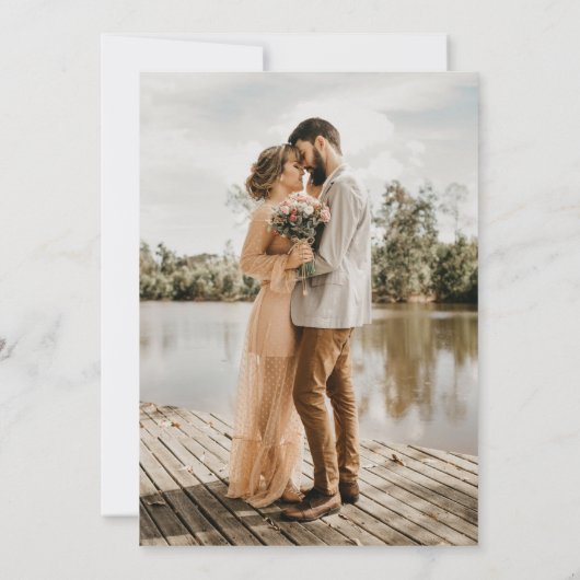 Elegant Classy Arch Script Photo Weddenschap Kaart (Achterkant)