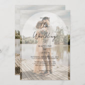 Elegant Classy Arch Script Photo Weddenschap Kaart (Voorkant / Achterkant)