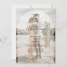 Elegant Classy Arch Script Photo Weddenschap Kaart