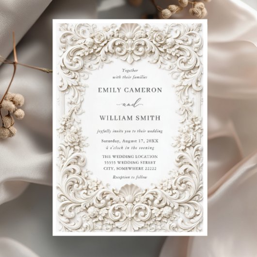 Elegant Classy Baroque Frame Wedding Kaart
