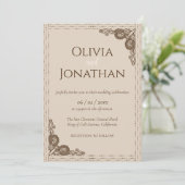 Elegant Classy Beige  huwelijksuitnodiging Kaart (Staand voorkant)