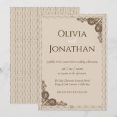 Elegant Classy Beige  huwelijksuitnodiging Kaart (Voorkant / Achterkant)