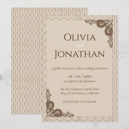 Elegant Classy Beige  huwelijksuitnodiging Kaart (Voorkant / Achterkant)