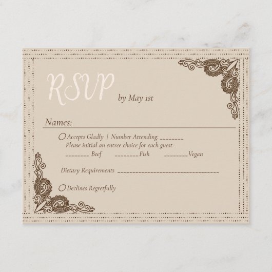 Elegant Classy Beige  RSVP Enclosure Kaart (Voorkant)