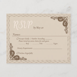 Elegant Classy Beige  RSVP Enclosure Kaart
