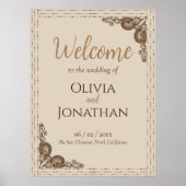 Elegant Classy Beige  Weddenschap Welkomstbord Poster (Voorkant)