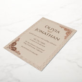 Elegant Classy Beige Wedding Folie Uitnodiging (Gedraaid)