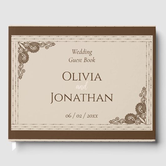 Elegant Classy Beige  Wedding Gastenboek (Voorkant)