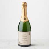 Elegant Classy Beige Wedding Sparkling Wijnetiket (Voorkant)