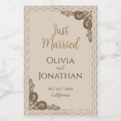 Elegant Classy Beige  Wedding Wijn Etiket (Enkel label)