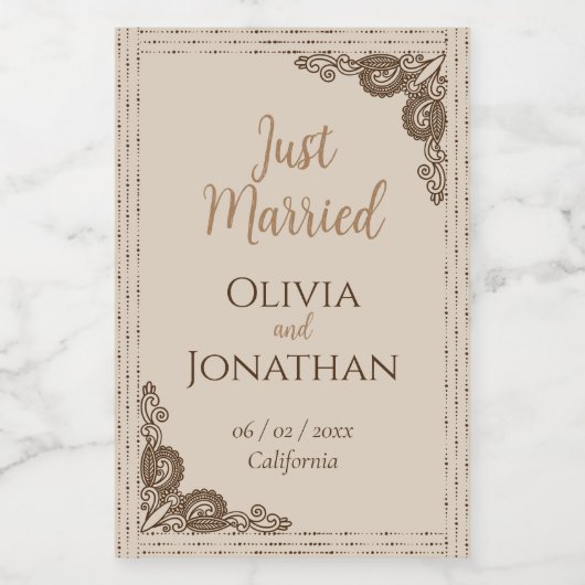 Elegant Classy Beige Wedding Wijn Etiket (Enkel label)