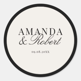 Elegant Classy Black and Ivory Wedding Ronde Sticker