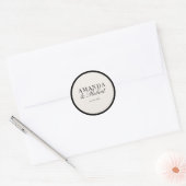 Elegant Classy Black and Ivory Wedding Ronde Sticker (Envelop)