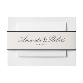 Elegant Classy Black and Ivory Wedding Uitnodigingen Wikkel
