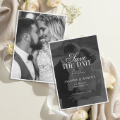 Elegant Classy Black and White Photo Wedding Save The Date