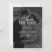 Elegant Classy Black and White Photo Wedding Save The Date (Voorkant)