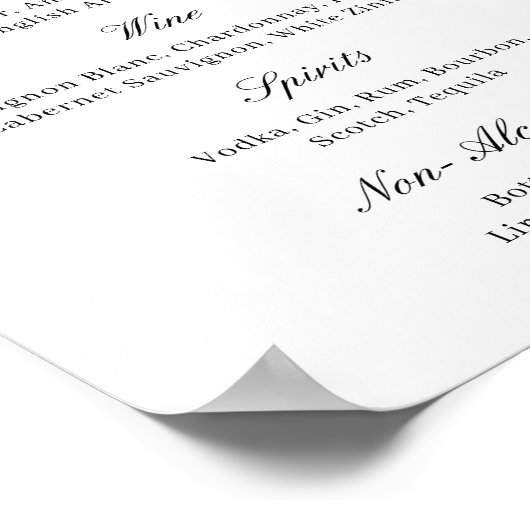 Elegant Classy Black and White Wedding Bar Poster (Hoek)