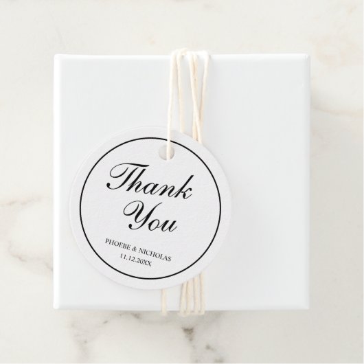 Elegant Classy Black and White Wedding Hartelijk d Bedankjes Labels (In situ)