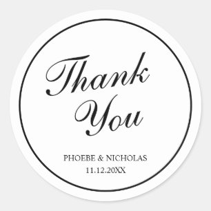 Elegant Classy Black and White Wedding Hartelijk d Ronde Sticker
