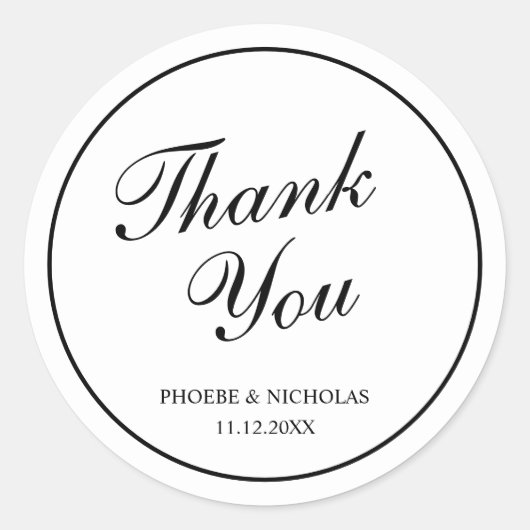 Elegant Classy Black and White Wedding Hartelijk d Ronde Sticker (Voorkant)