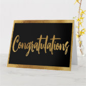 Elegant Classy Black en Faux Gold Gefeliciteerd Kaart (Gele Bloem)