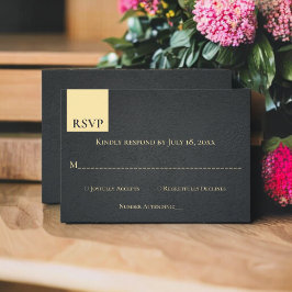 Elegant Classy Black en Gold Modern Chic Wedding RSVP Kaartje